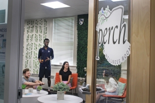 Students interact in the Perch Wellness Room, located in the USJ Center for Wellness Development.